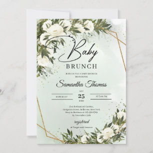 Greenery foliage vit ros guld ram brunch inbjudningar