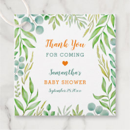 Greenery Foliage Watercolor Botanical Baby Shower Gåvor Etiketter