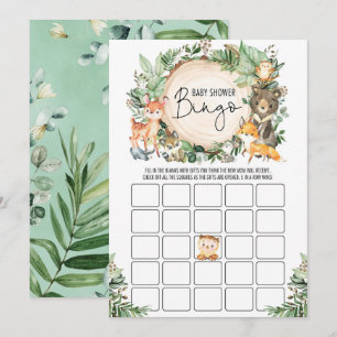Greenery Forest Bingo Boy Shower Game Card Inbjudningar