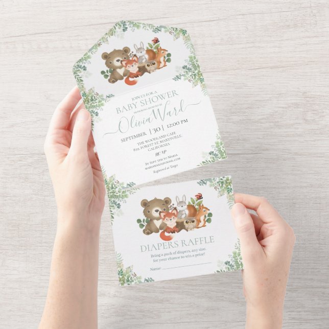 Greenery Forest Woodland Animals Baby Shower (Avrivbar del)