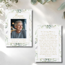 Greenery Forever In Our Hearts Photo Prayer Cards Visitkort