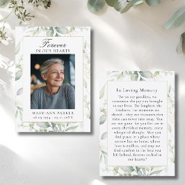 Greenery Forever In Our Hearts Photo Prayer Cards Visitkort