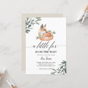 Greenery Fox Baby Shower-inbjudan Inbjudningar