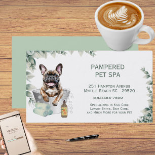 Greenery Fransk Bulldog Pet Groomer Spa Visitkort