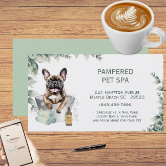 Greenery Fransk Bulldog Pet Groomer Spa Visitkort