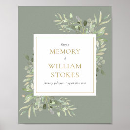 Greenery Funeral A Memory Sign Poster