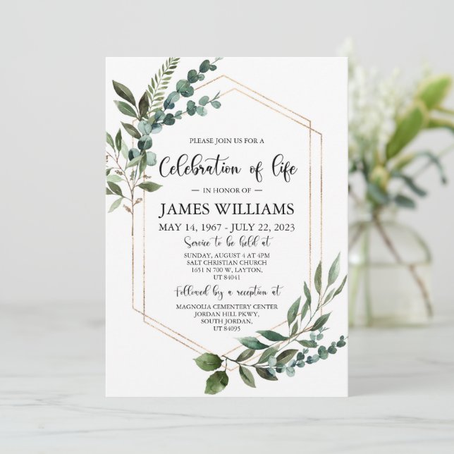 Greenery Funeral Firande i livets inbjudan (Stående Fram)