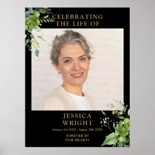Greenery Funeral Firande of Life Photo Sign Poster