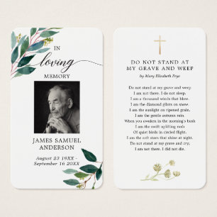 Greenery Funeral Memorial Dikt Card Visitkort