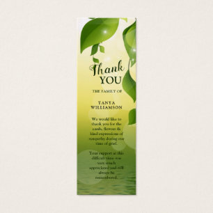 Greenery Funeral Tack bokmärke Litet Visitkort