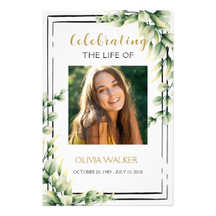 Greenery Funeral Välkomstskylt Fototryck