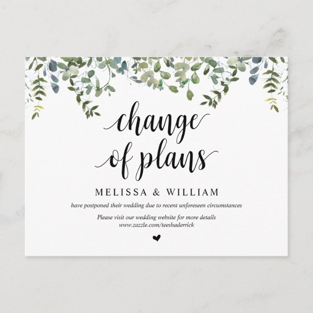 Greenery Garden, ändring av planer, uppskjuten Vykort (Framsida)