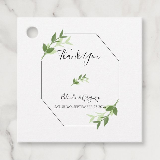 Greenery Garden Lövs Ram Bröllop Gift Gåvor Etiketter (Framsida)