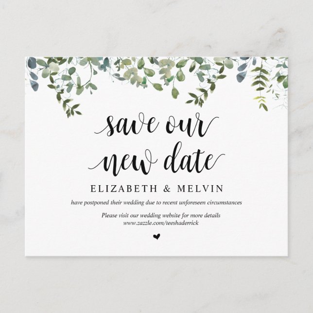Greenery Garden, Spara vårt nya datum, uppskjutet Vykort (Framsida)