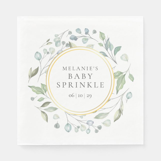 Greenery Garland Baby Sprinkle / Shower Pappersservett (Framsidan)