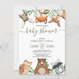 Greenery Gender Neutral WOODLAND Baby Shower Inbjudningar