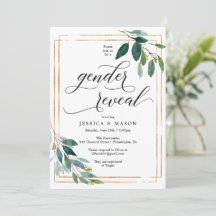 Greenery Gender Reveal Inbjudan Card