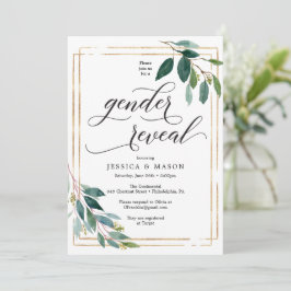 Greenery Gender Reveal Inbjudan Card