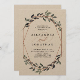 Greenery Geo Kraft | RO GULD BRÖLLOP Inbjudningar