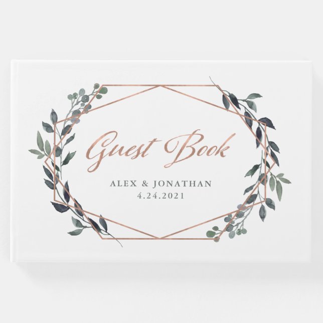 Greenery Geo | RO GULD BRÖLLOP Gästböcker (Framsida)