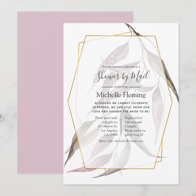 Greenery Geometric Baby eller Möhippa by Mail Inbjudningar (Fram/baksida)