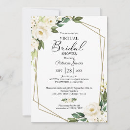 Greenery Geometric Blommigt Virtuell Möhippa Inbjudningar