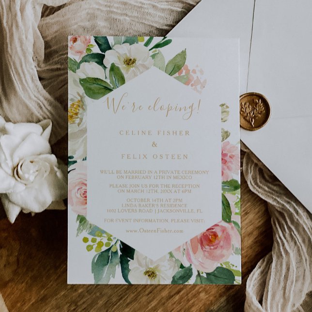 Greenery Geometric Elegant Elopement Reception Inbjudningar (Skapare uppladdad)
