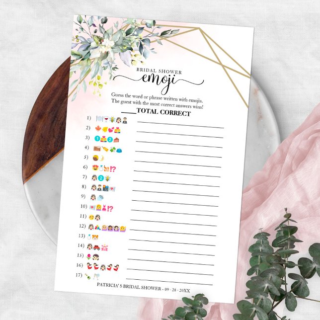 Greenery Geometric Möhippa Emoji Pictionary Flygblad (Skapare uppladdad)