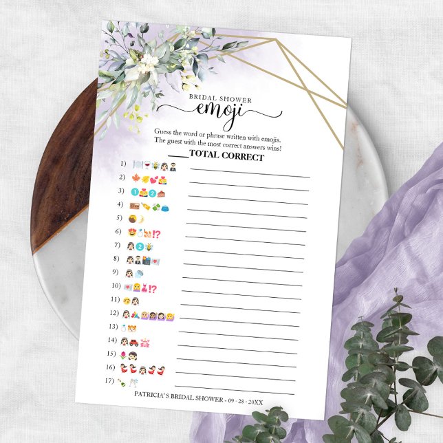 Greenery Geometric Möhippa Emoji Pictionary Flygblad (Skapare uppladdad)