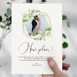 Greenery Geometric New Plan Elopement Reception Vykort<br><div class="desc">Skuldkort för Grey Geometric New Plan Elopement Recenement Postcard</div>