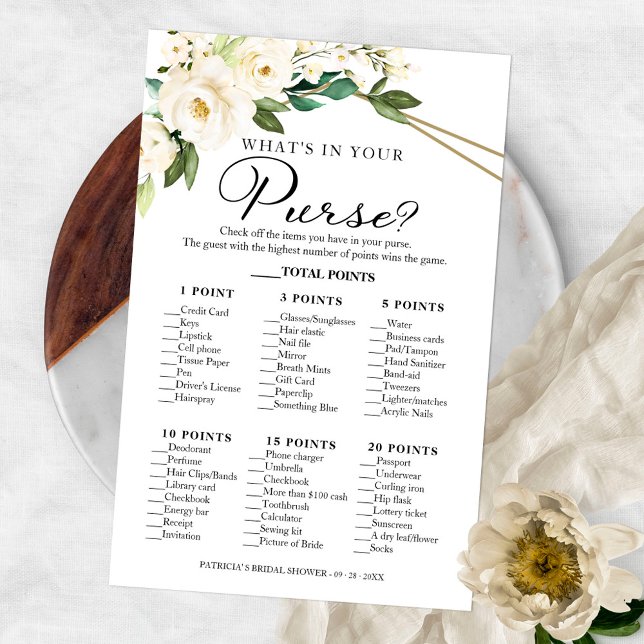 Greenery Geometric What's in your Purse Game Flygblad (Skapare uppladdad)