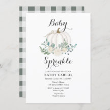 Greenery Gingham White Pumpkin Baby Sprinkle