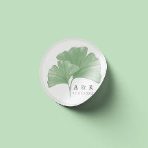 Greenery Ginkgo Träd Watercolor Bröllop Monogram
