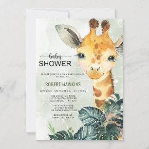 Greenery Giraffe Baby Shower Inbjudningar