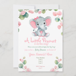 Greenery Girl Elephant Baby Shower-inbjudan Inbjudningar