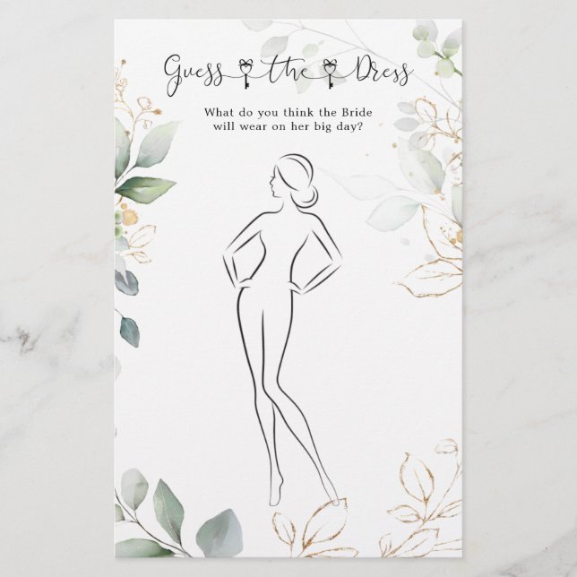 Greenery gissar Möhippan Dress Game Flygblad (Framsidan)