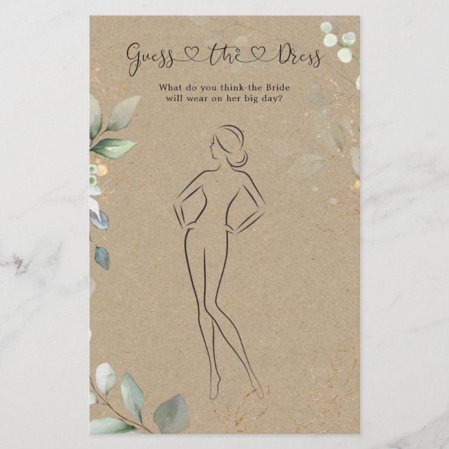 Greenery gissar Möhippan Dress Game Flygblad (Framsidan)