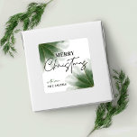 Greenery God jul-etikett Vattenfärg Fyrkantigt Klistermärke<br><div class="desc">Fyll i julklapparna med en personlig vattenfärgsbakgrund,  juletiketter. Det här gigantiska God jul-klistermärket innehåller en vattenfärgsdesign för grönten och ett minimalistiskt skripttypsnitt och ett blanksteg för ditt namn eller ditt familjens efternamn. Perfekten som avslutar beröring till din helgdag presentförpackning.</div>