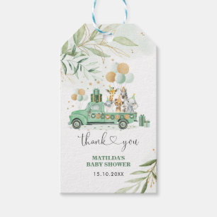 Greenery Gold Safari Jungle Animals Baby Shower Presentetikett