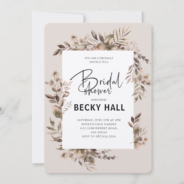 Greenery Gräns Inbjudningskort för möhippan (Framsida)