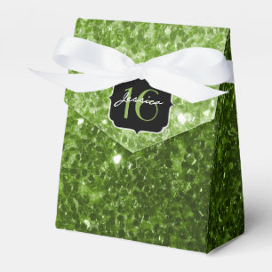 Greenery Grönt glitter sparkles Sweet 16 Presentaskar