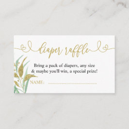 Greenery Grönt och Guld Elegant Diaper Raffle Tilläggskort