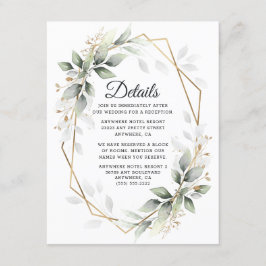 Greenery Grönt och Guld Geometric Rustic Bröllop Tilläggskort