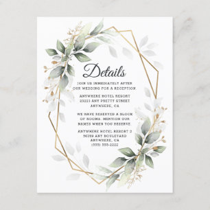 Greenery Grönt och Guld Geometric Rustic Bröllop Tilläggskort