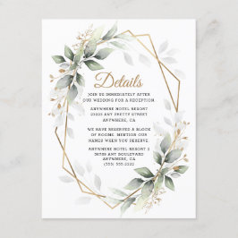 Greenery Grönt och Guld Geometric Rustic Bröllop Tilläggskort