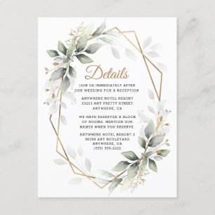 Greenery Grönt och Guld Geometric Rustic Bröllop Tilläggskort