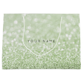 Greenery Grönt White Glitter Favor Gift Bag