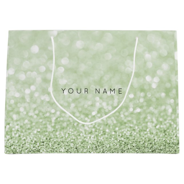 Greenery Grönt White Glitter Favor Gift Bag (Framsidan)