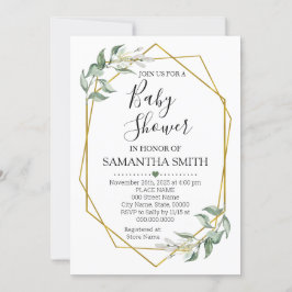 Greenery guld Babydusch Minimalist mamma ska vara Inbjudningar