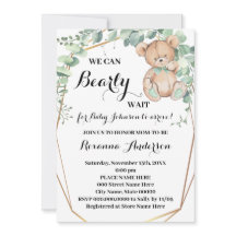 Greenery Guld Bear Baby Shower Barly wait Baby